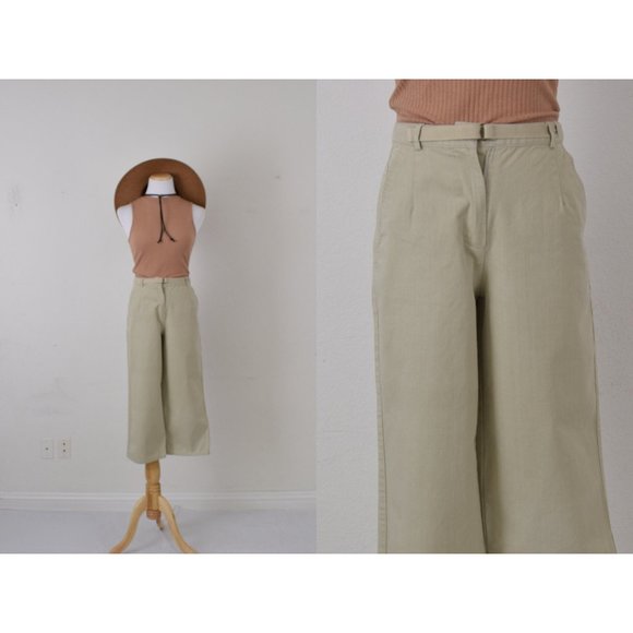 Talbots Petite Pants - Vintage 90s Beige Cotton‎ Crop Pants | 26 waist